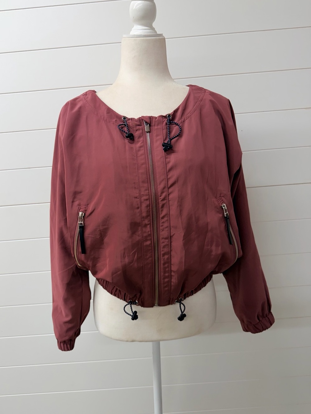 Athleta Mauve Bomber Jacket with Drawcords
